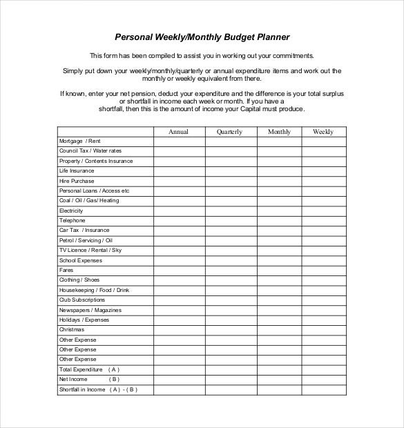 10 Weekly Budget Templates Docs Excel PDF