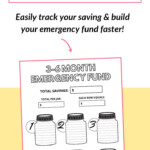 3 6 Month Emergency Fund Savings Tracker Printable Emergency Fund