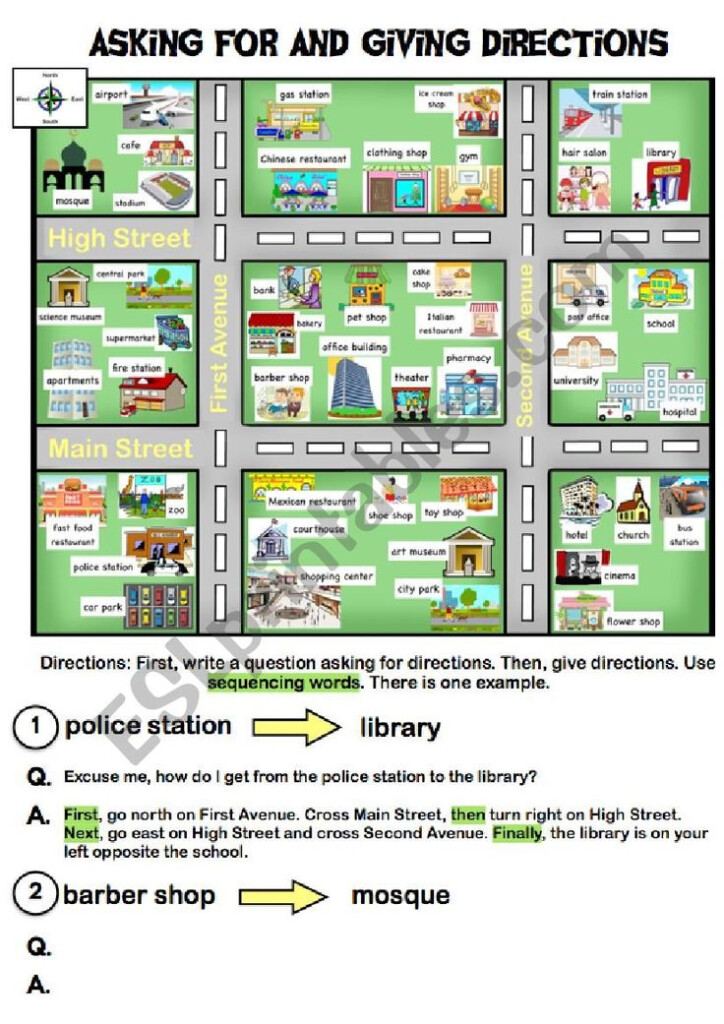 Asking For And Giving Directions ESL Worksheet By Al295801 Give 