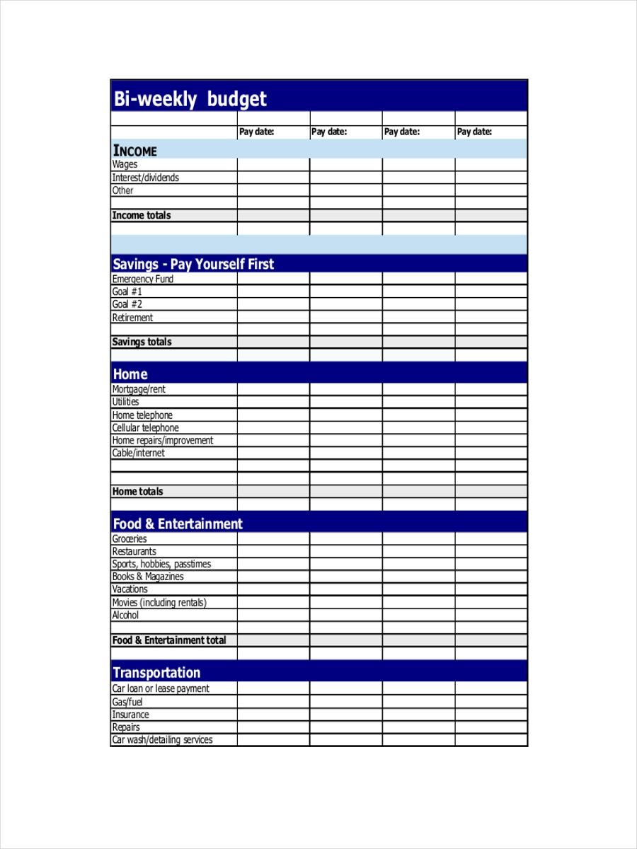 Bi Weekly Budget Examples 9 Samples In Google Docs Google Sheets 