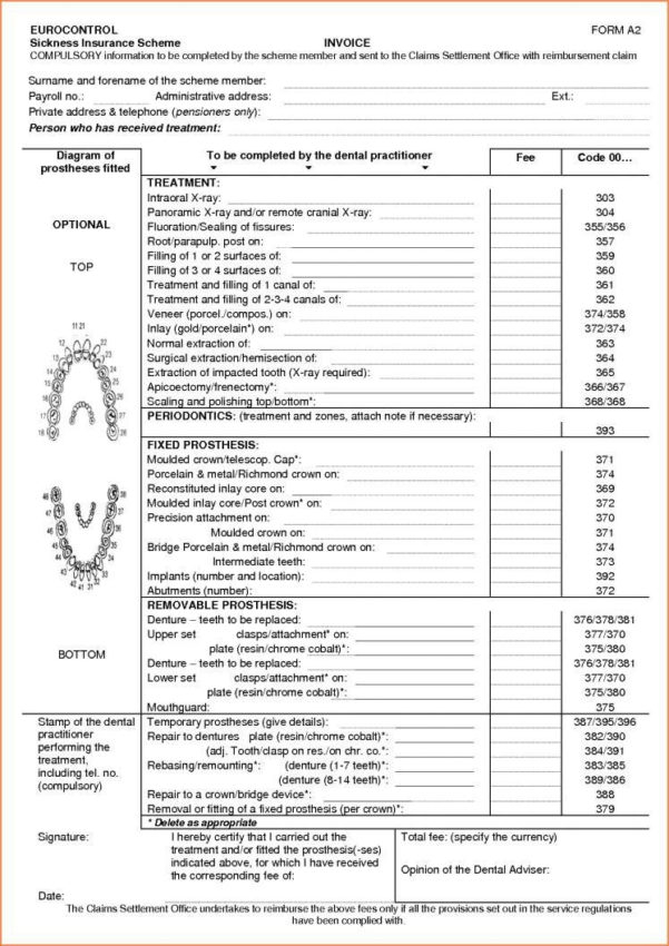 Bill Format For Dental Clinic And Denture Laboratory Dental Office With