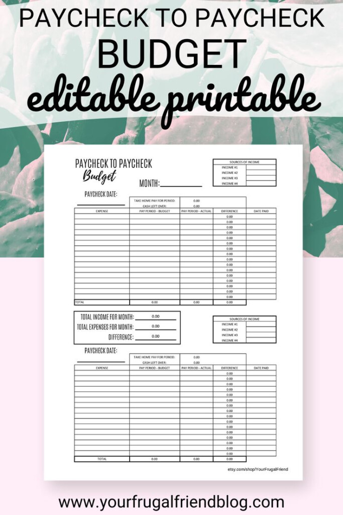 Biweekly Budget Template Paycheck Budget Budget Printable Editable 
