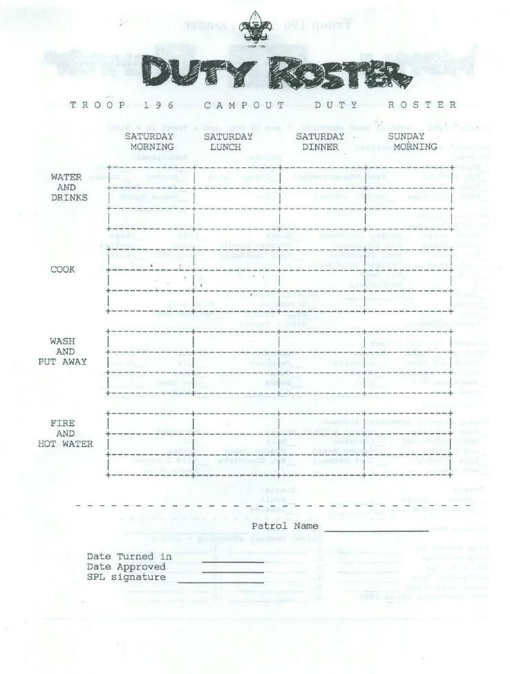 Boy Scout Campout Planning Worksheet Worksheet