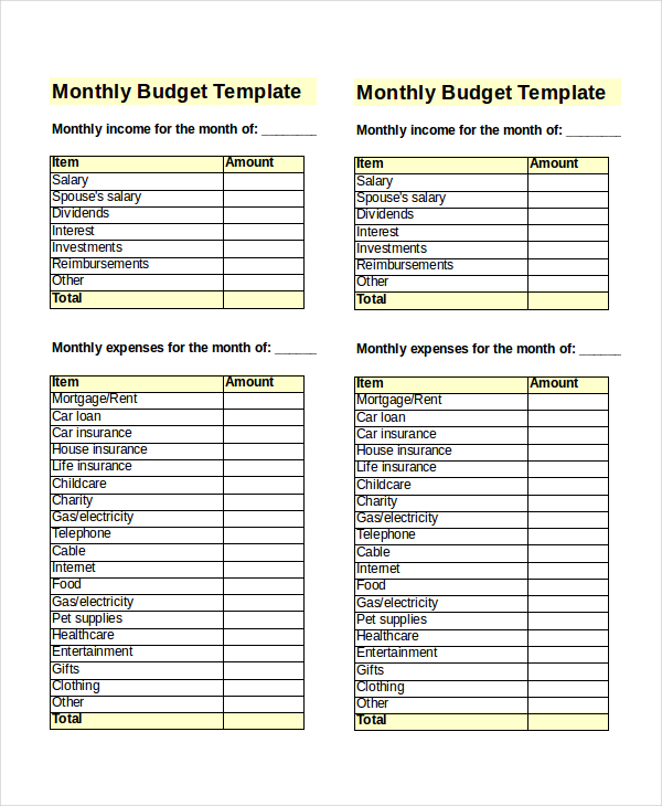 Budget Template UK