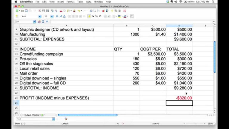 Cogs Spreadsheet Inside Profit And Loss Spreadsheet Using Formulas 