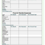 College Student Budget Worksheet Free Printable Worksheet From