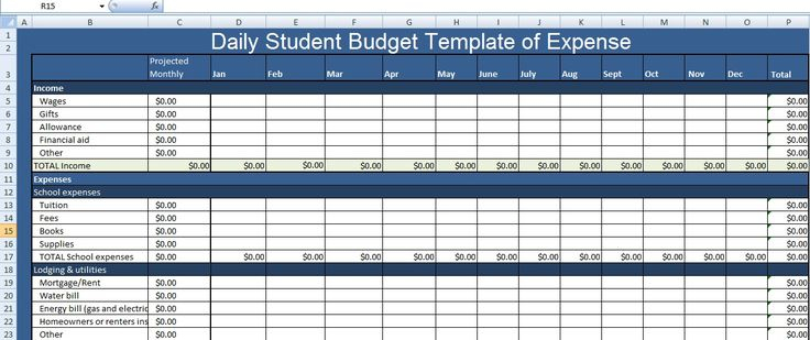 Daily Student Budget Template Of Expense XLS Excel Budget Template