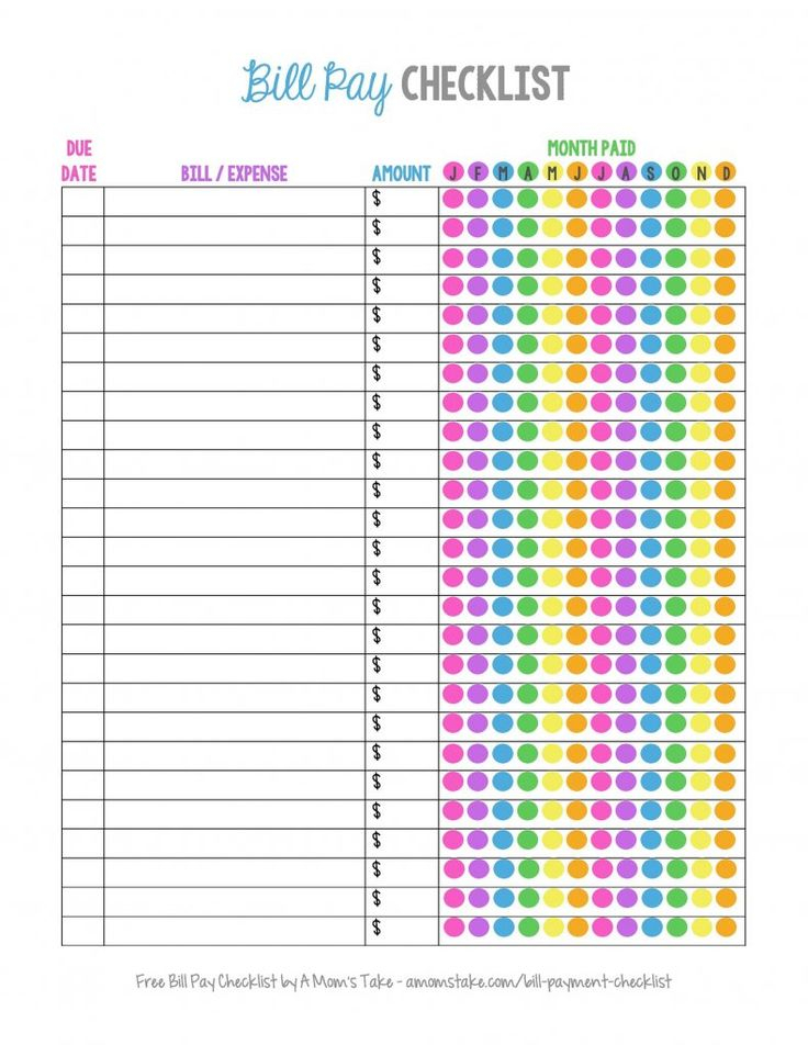 Download Bill Pay Checklist Template 26 Free Budget Printables 