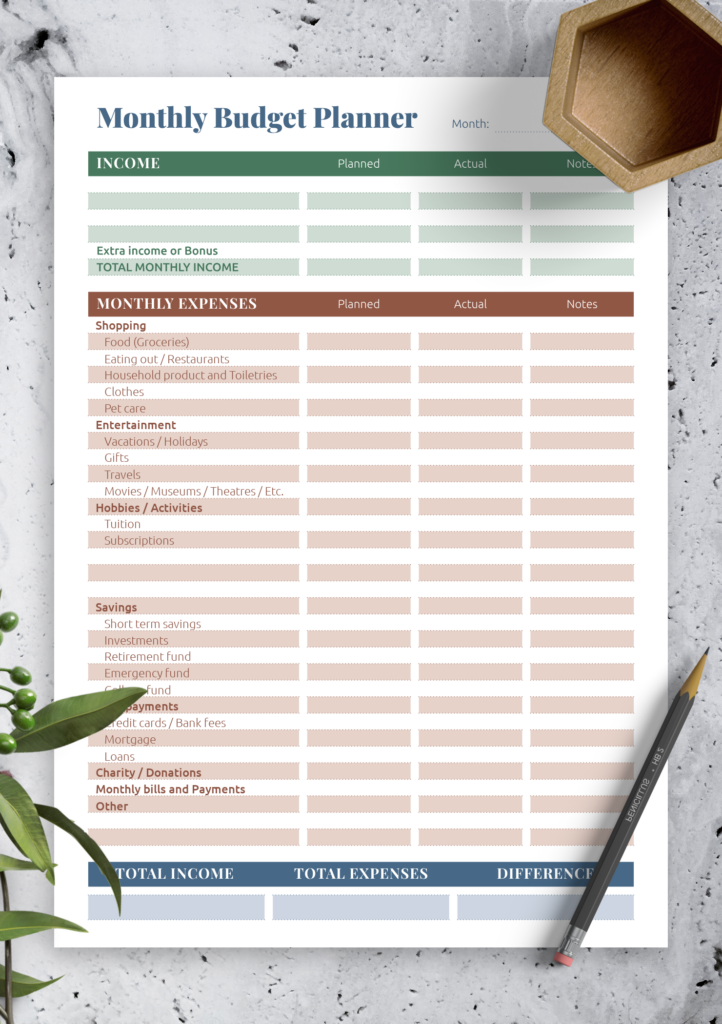 Download Printable Complex Budget Planner PDF