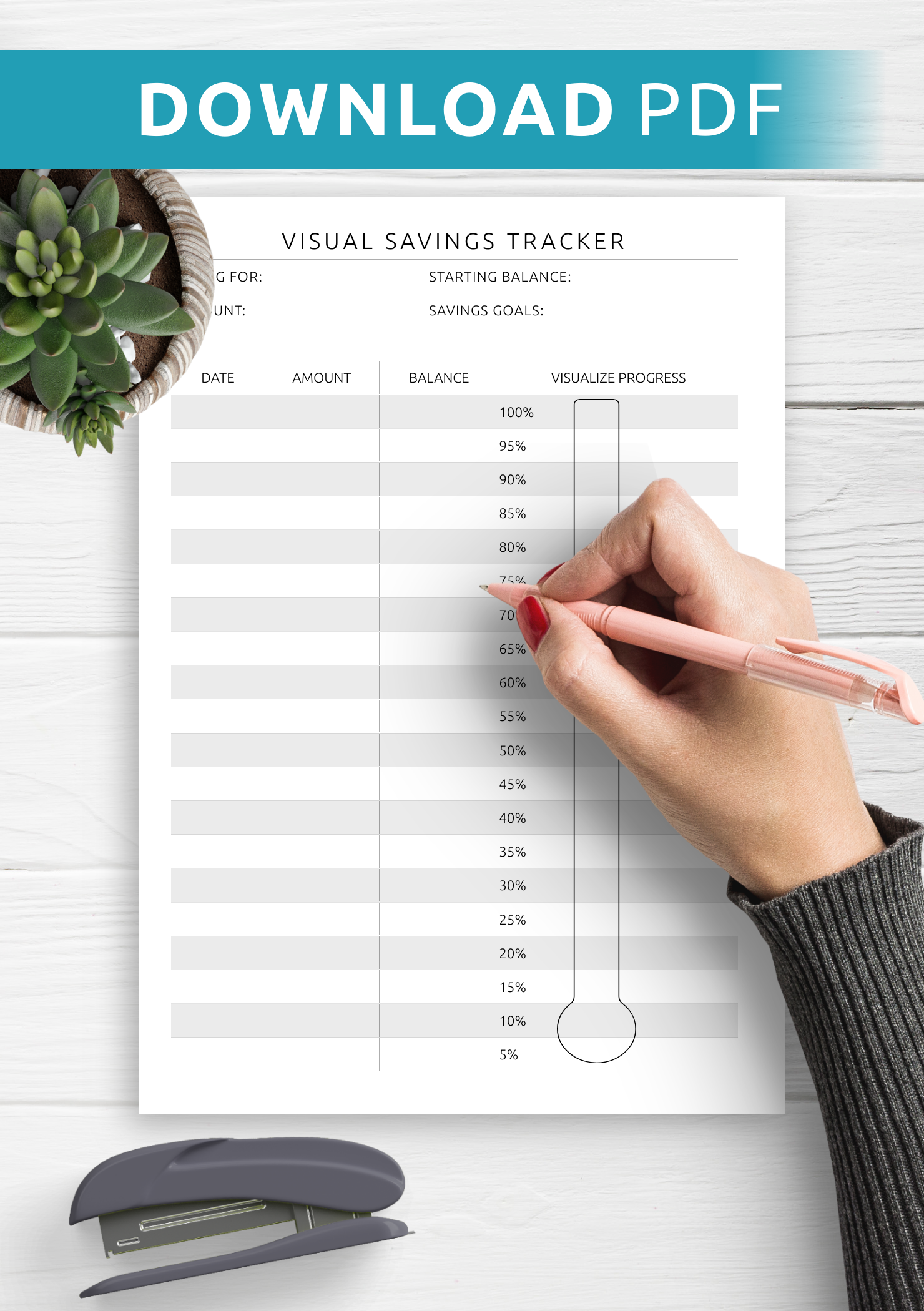 Download Printable Visual Savings Tracker Template PDF