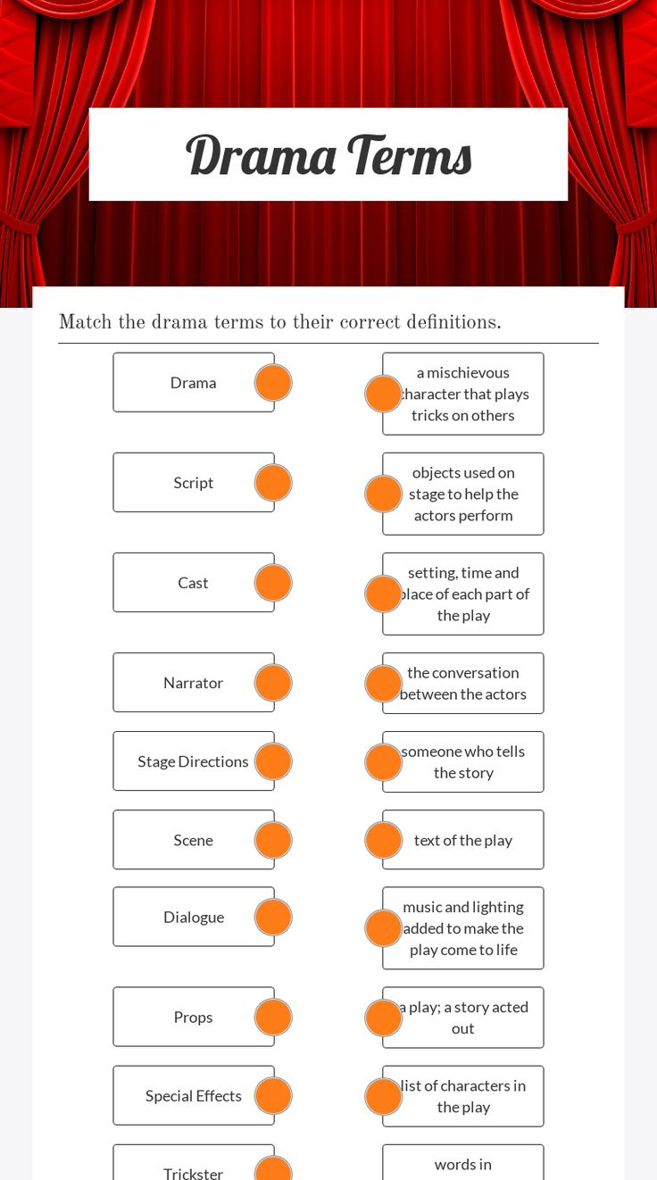 Drama Terms Worksheet Drama Terms Learning Worksheets Art Worksheets