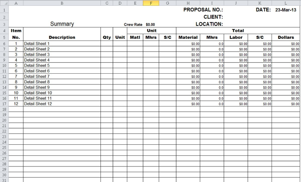 Drywall Project Cost Estimate Excel Template Construction Project 