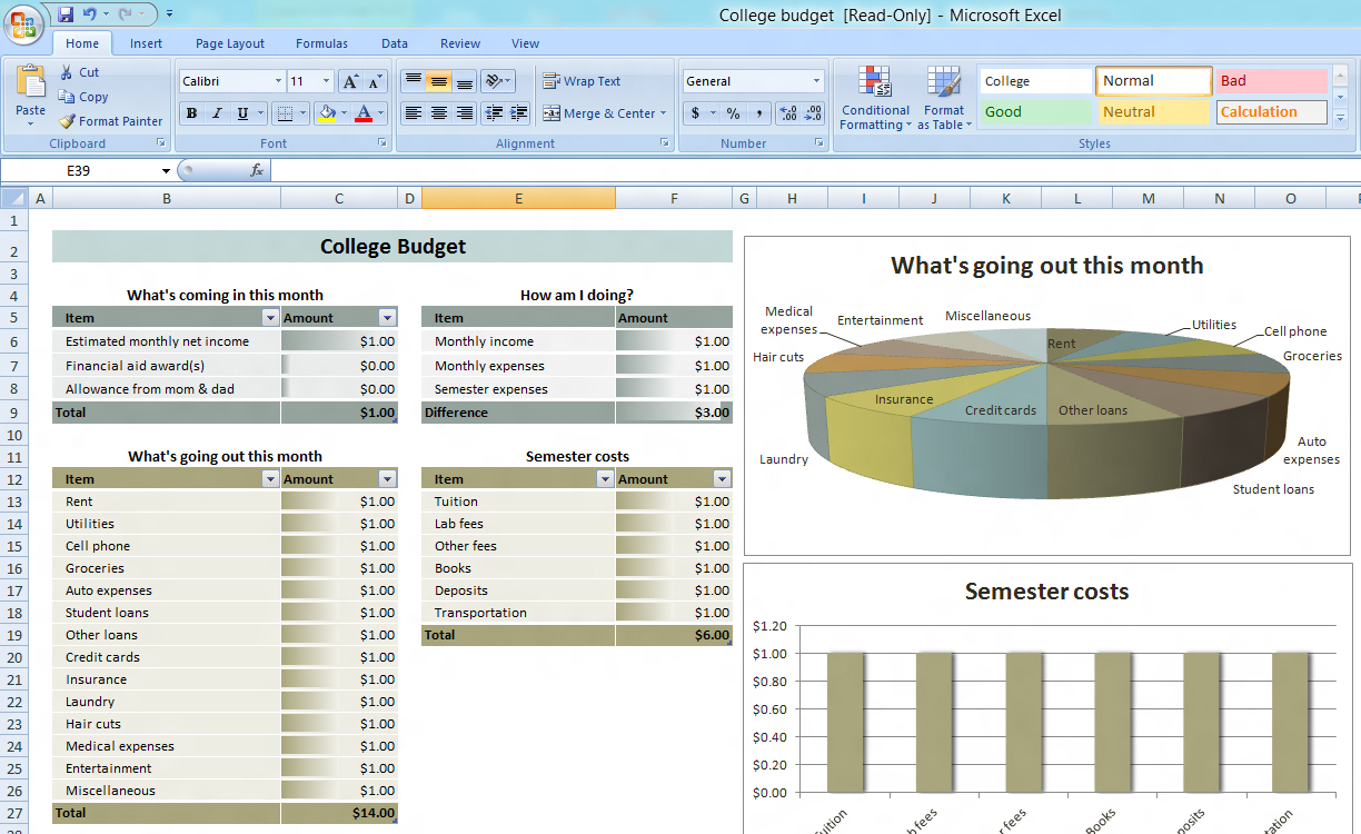 Easy Free Budget Spreadsheet Db excel