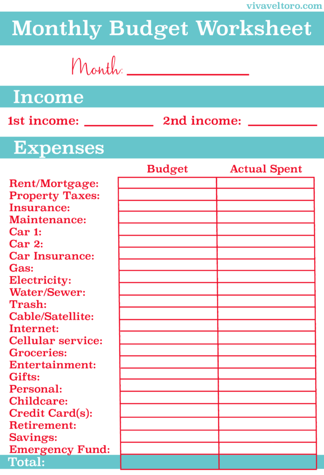 Easy Monthly Budget Spreadsheet Within Monthly Budget Worksheet