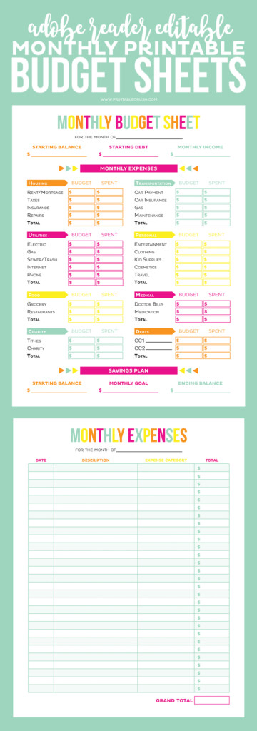 Editable Budget Worksheets Printable Crush