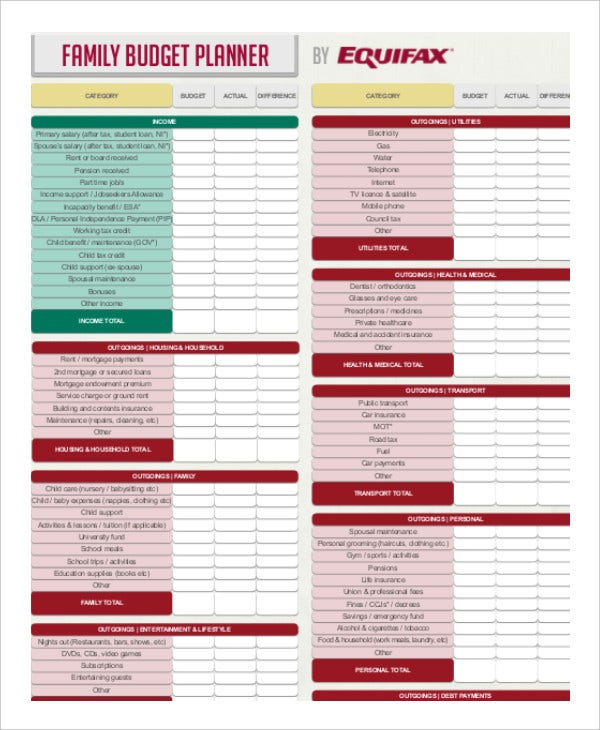 Family Budget Template 11 Free Sample Example Format Free 