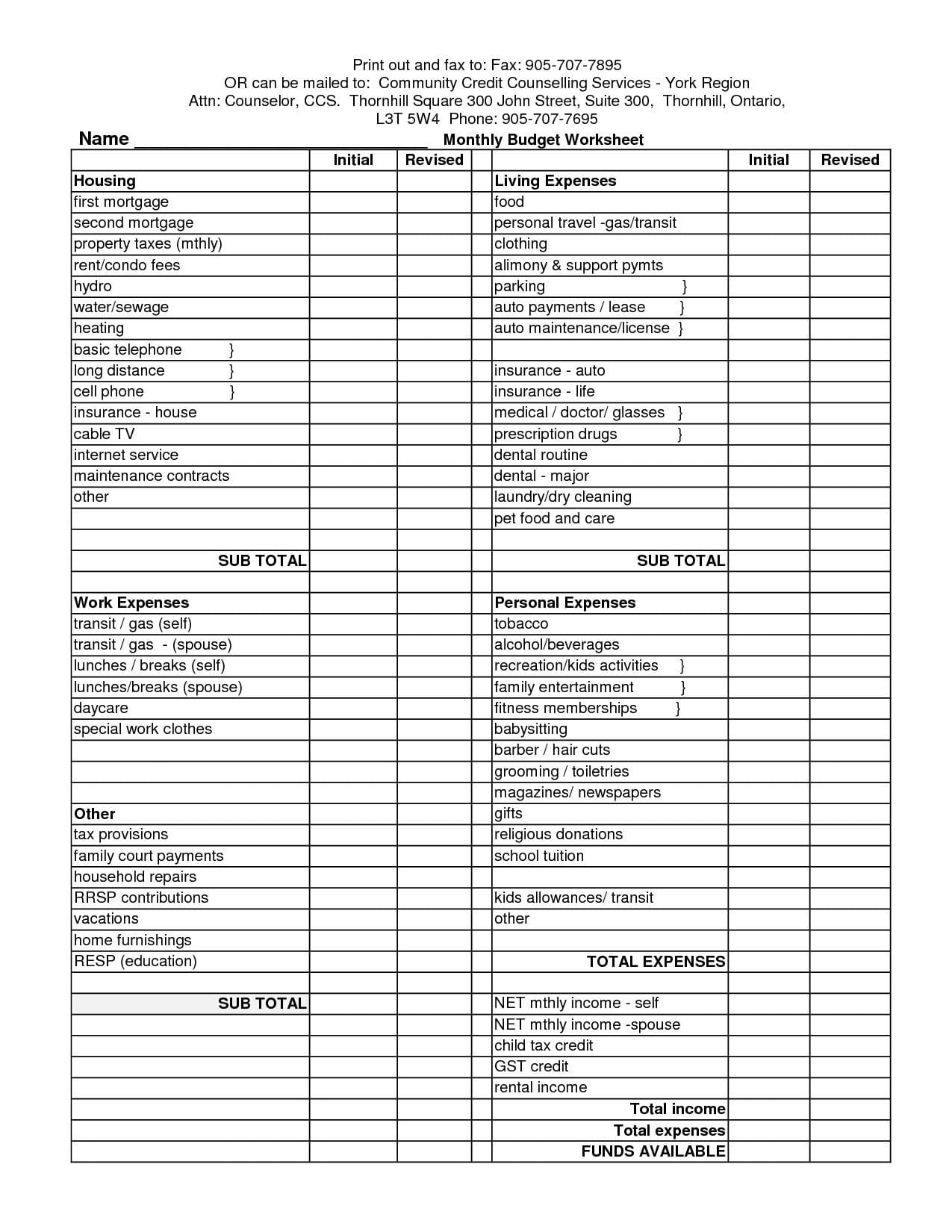 First Apartment Budget Worksheet Db excel