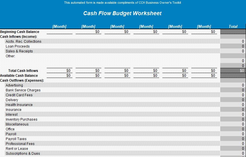 Free Cash Flow Budget Templates Excel Word PDF TemplateData