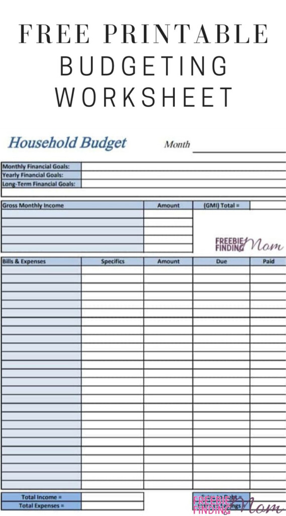 Free Printable Budget Worksheets Freebie FInding Mom Printable 
