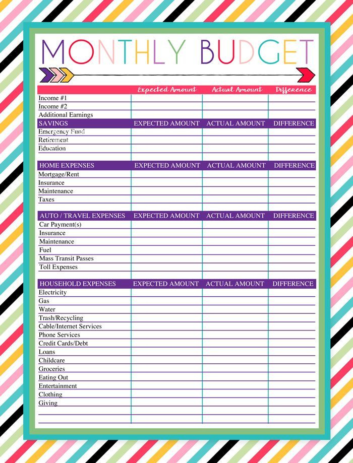 Free Printable Monthly Budget Worksheet Monthly Budget Worksheet 