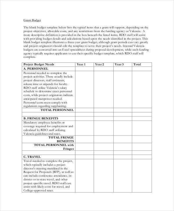 Grant Budget Template 10 Free PDF Word Documents Download Free 