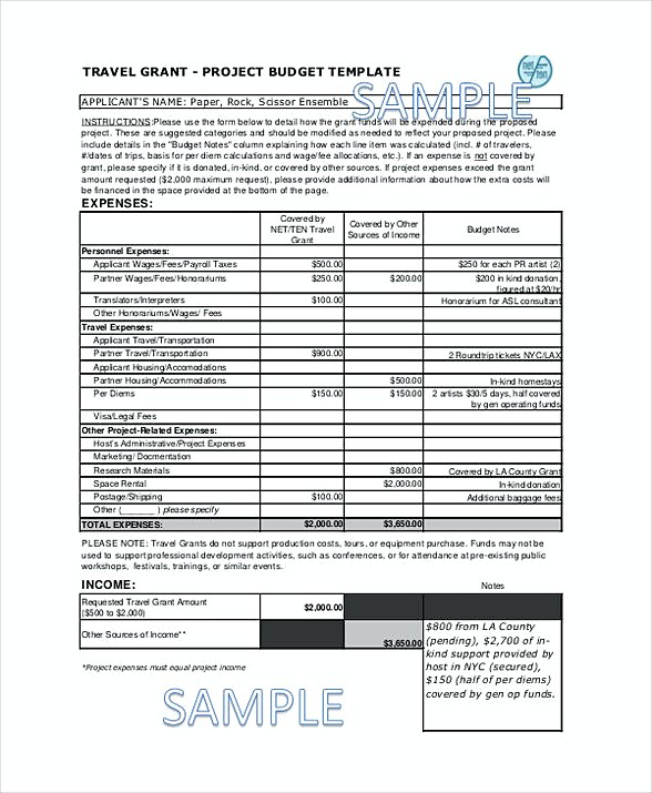 Grant Budget Template