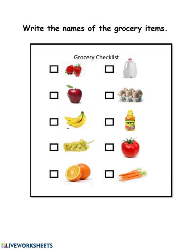 Grocery Shopping Interactive Worksheet