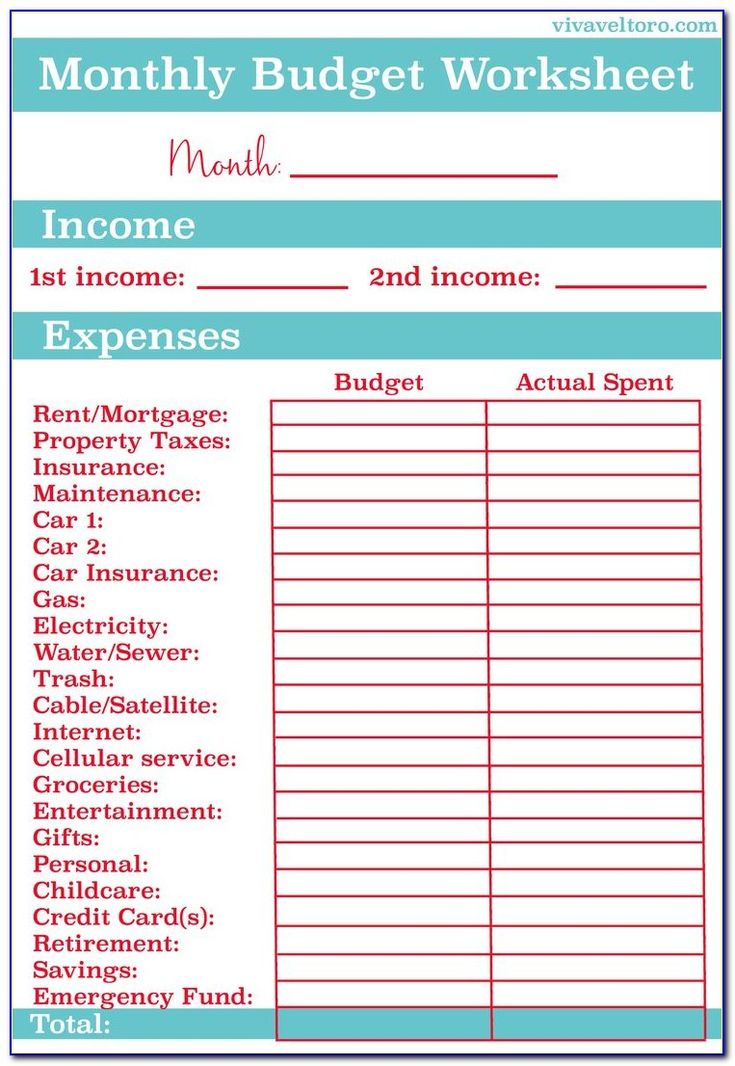 Household Budget Forms Free Printable Form Resume Examples 
