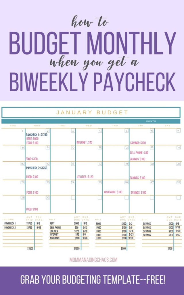 How To Budget Monthly Bills With Biweekly Paychecks Weekly Budget 