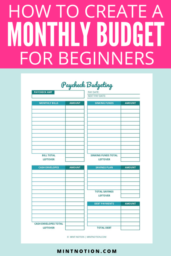 How To Create A Budget For Beginners Budgeting Monthly Budget 