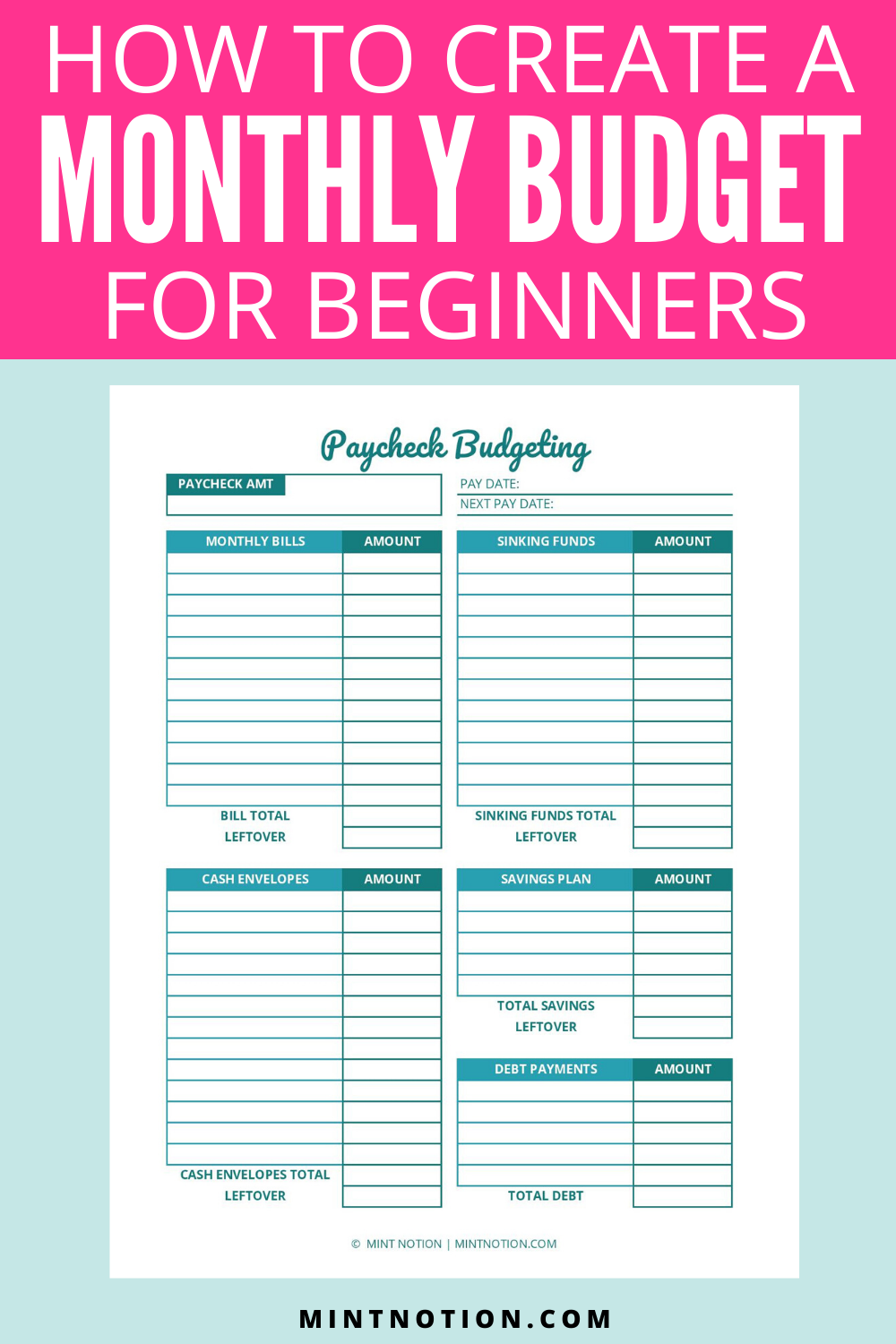 How To Create A Budget For Beginners Budgeting Monthly Budget