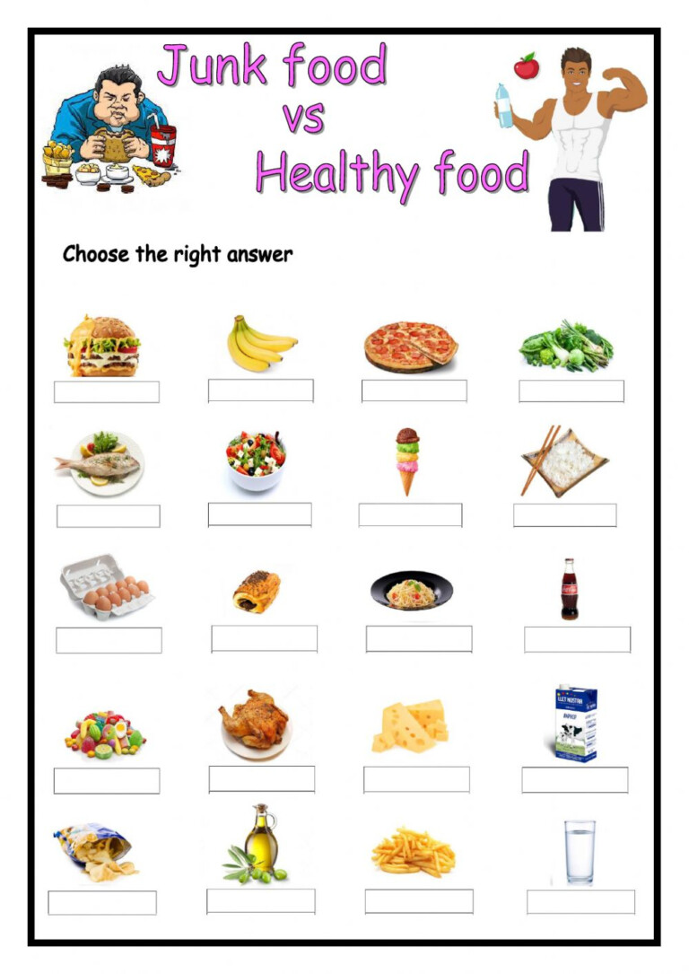 Junk Food Vs Healthy Food Worksheet BudgetWorksheets net Junk Food Vs Healthy Food Worksheet BudgetWorksheets net