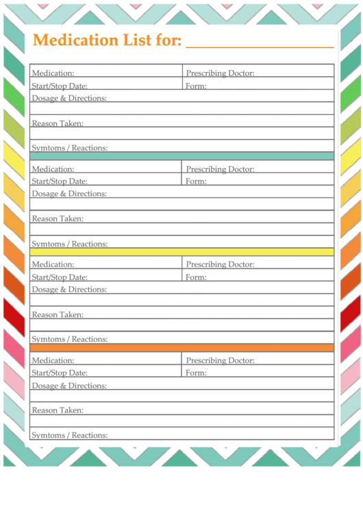 Medication List Printable Pdf Download