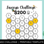 Money Challenge 200 Dollar Savings Goal Financial Tracker Etsy