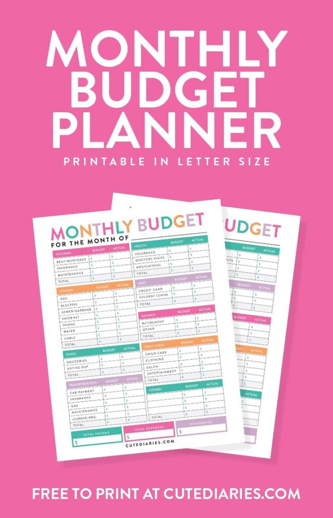 Monthly Budget Planner Cute Diaries In 2020 Budget Planner Monthly 