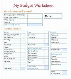 Monthly Budget Worksheet Printable Beautiful Sample Bud Worksheet 12 ...