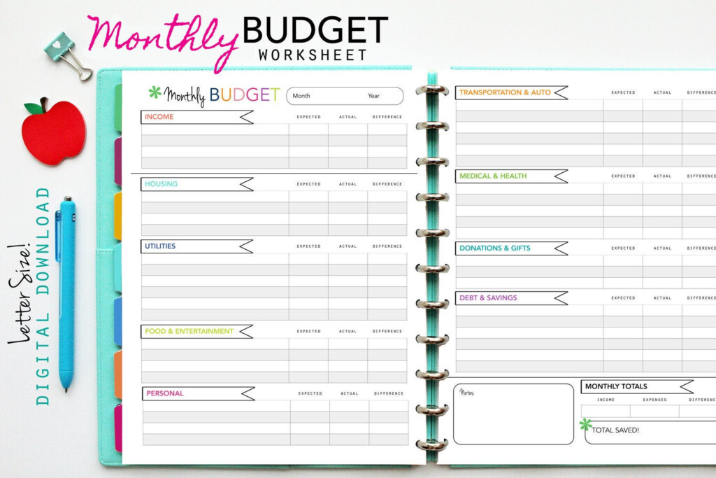 Monthly Budget Worksheet Printable Db excel
