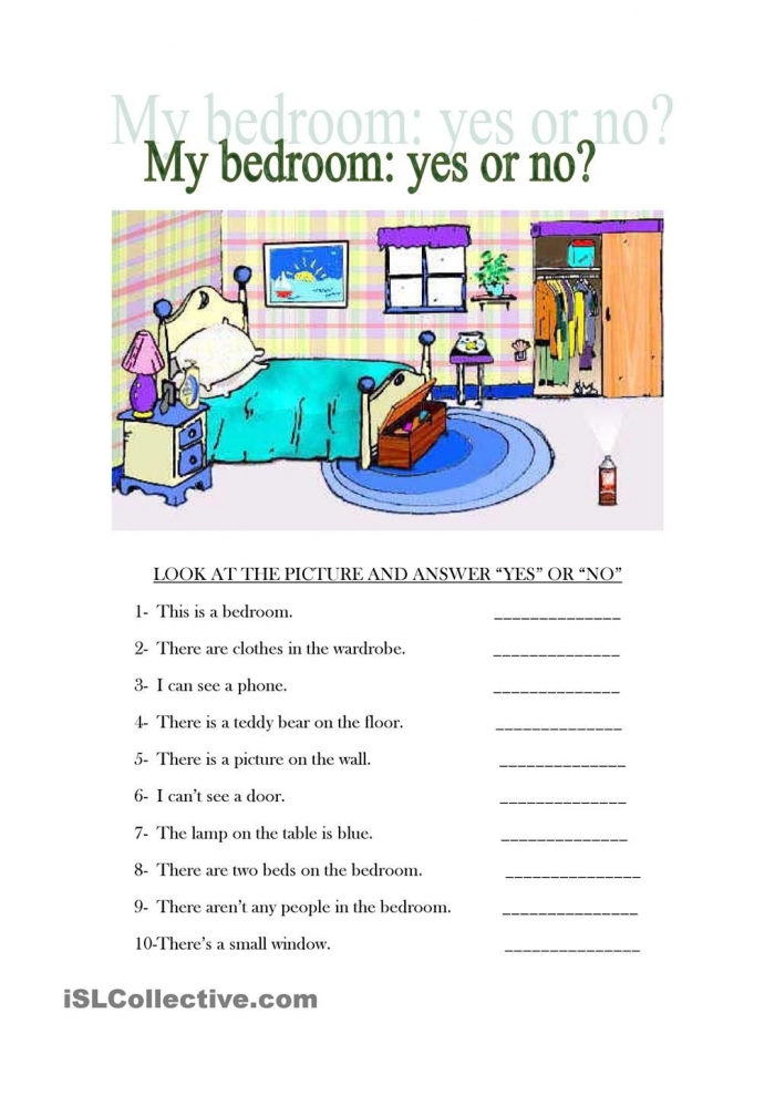 My Bedroom Worksheets 99Worksheets