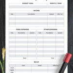 One Page Monthly Budget Planner With Pretty Simple Design And Basic