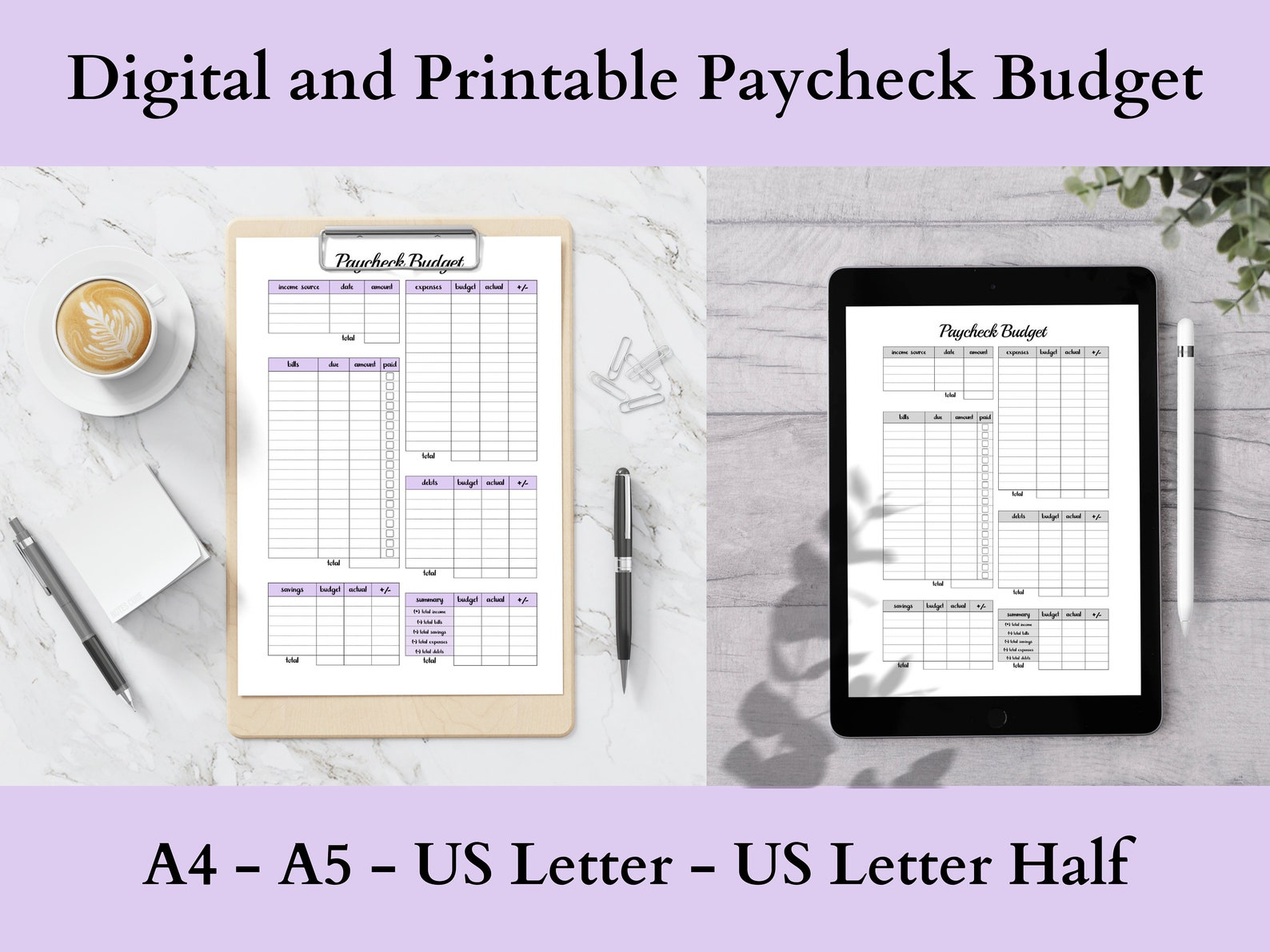 Paycheck Budget Printable PDF Instant Digital Download Etsy Australia