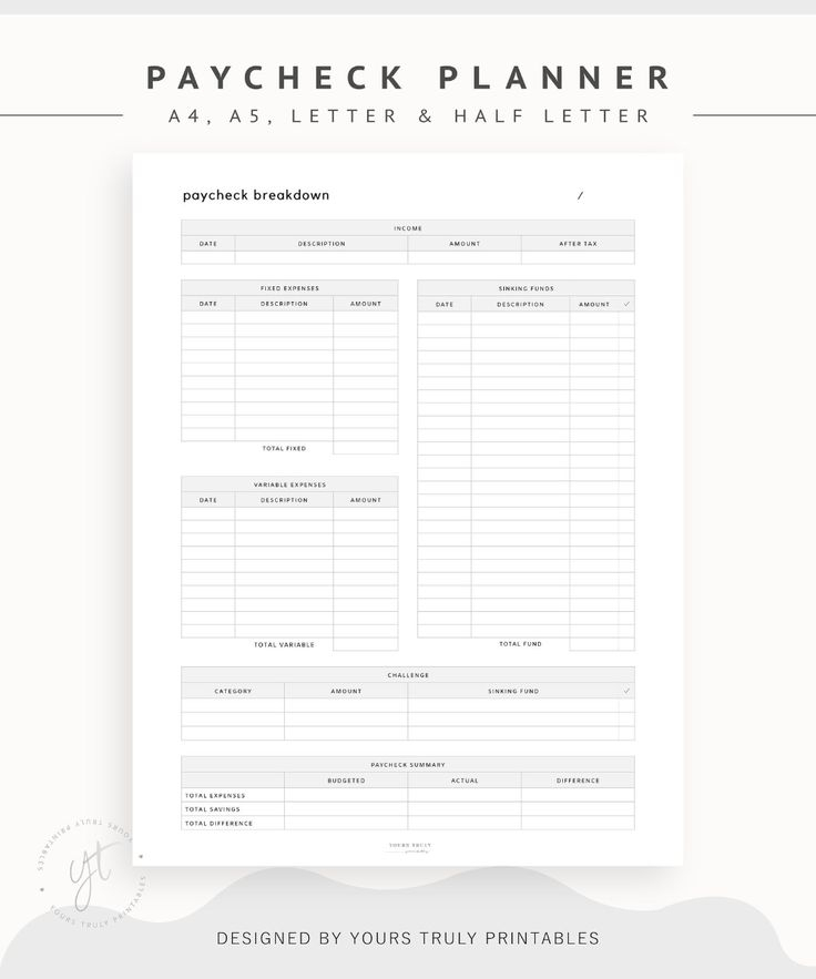 Paycheck Budget Template Printable Budget By Paycheck Etsy Budget 