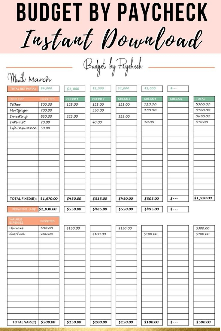 Paycheck Budgetfinance Gift Budget Plannerbudget By Etsy Paycheck