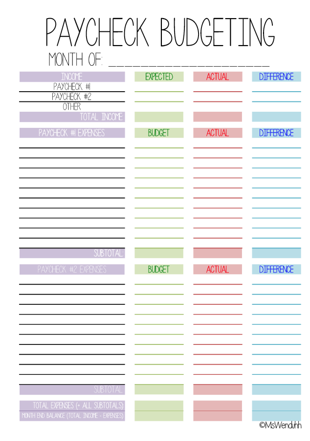 Paycheck Budgeting Printable MsWenduhh Bloglovin 