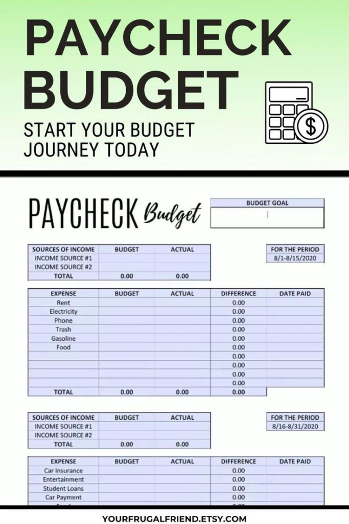 Paycheck To Paycheck Budget Template Zero Based Budget Printable 