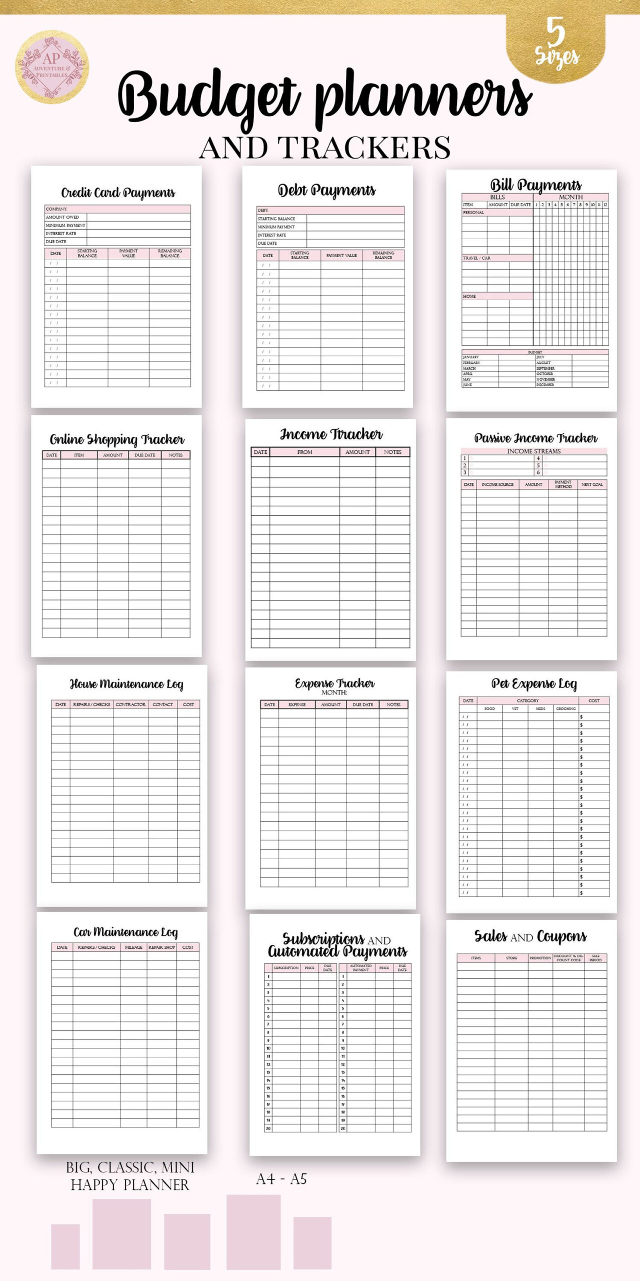 Personal Finance Happy Planner Printable Insert Finance Planner 