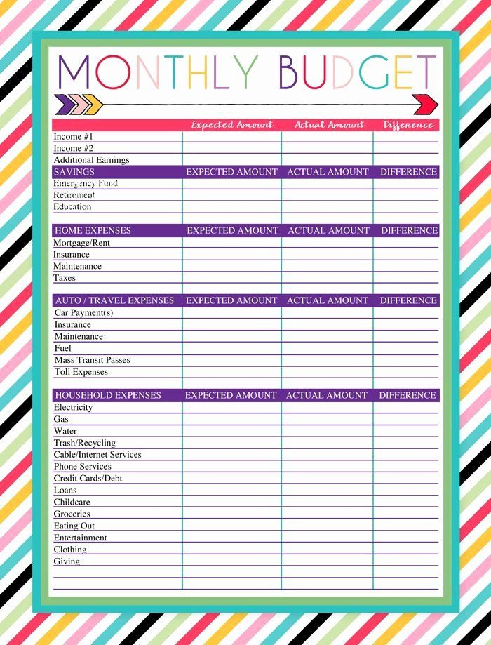 Printable Budget Worksheet Pdf Unique Free Printable Monthly Bud