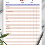 Printable Household Budget Templates Download PDF