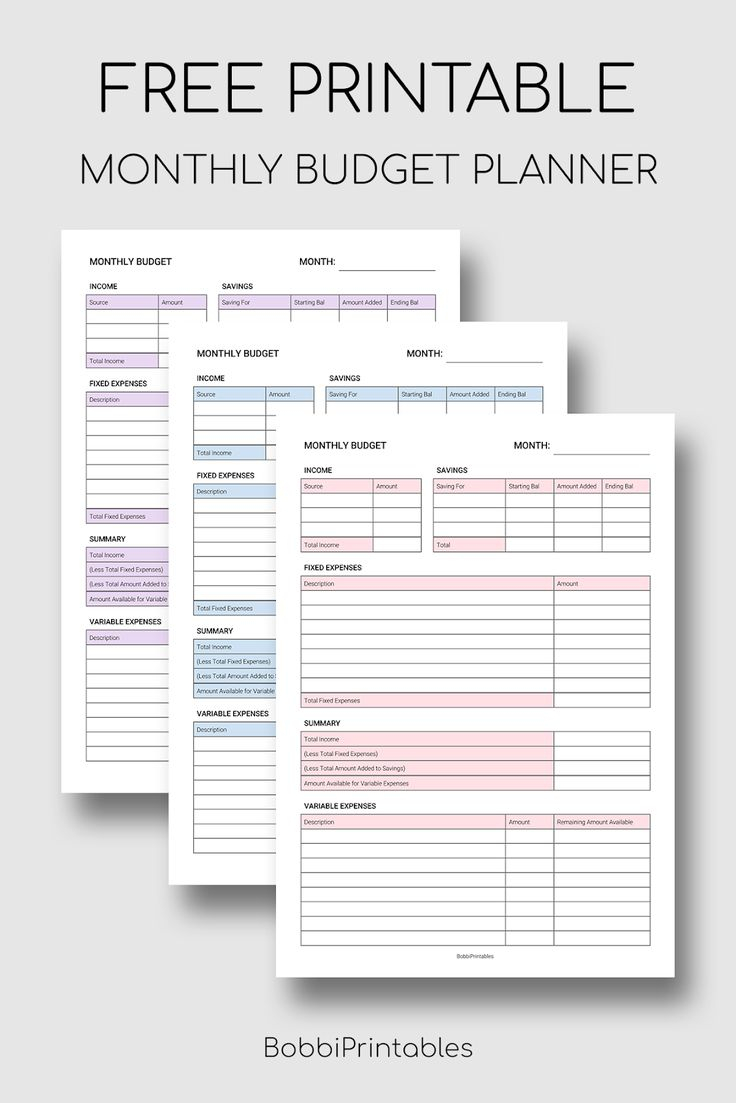 Printable Monthly Budget Planner Budget Planner Template Budget 