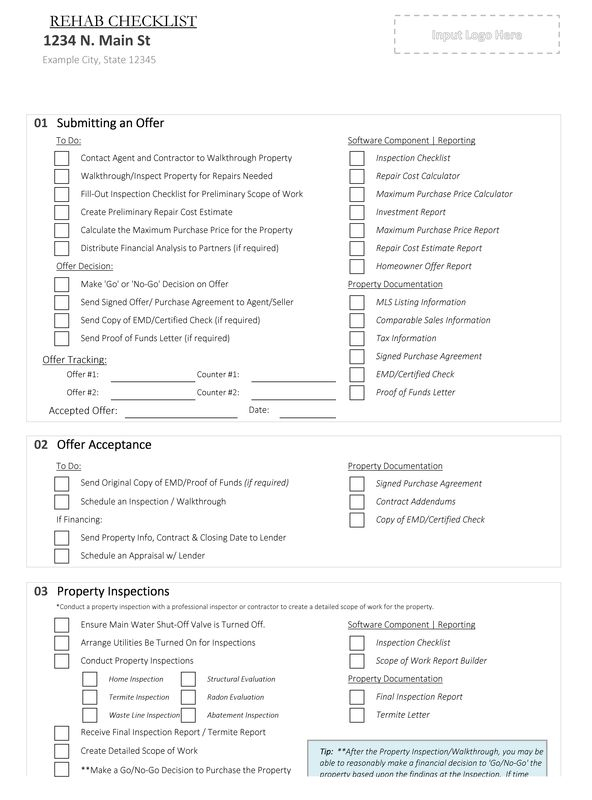 Rehab House Flipping Checklist Flipping Houses House Flipping 