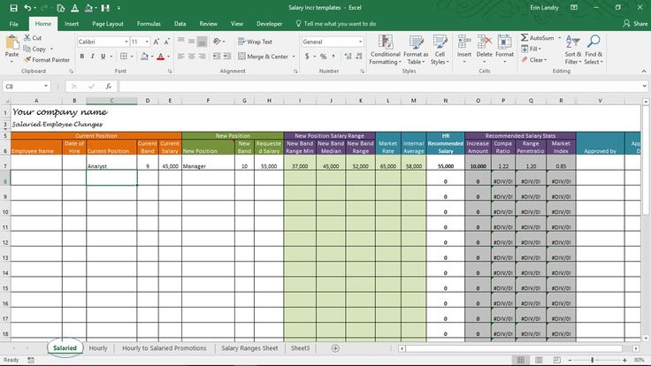 Salary Increase Template Excel Compensation Metrics Calculations In 